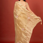 Tissue Organza Embroidered Saree Back
