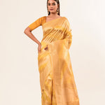 Yellow Handwoven Pure Silk Saree - Anvi Couture