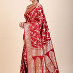 Red Wedding Banarasi Saree with Golden Jaal Work - Anvi Couture
