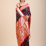 Black and Red Pathani Silk Saree