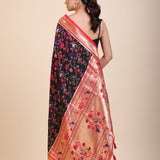 Black and Red Pathani Silk Saree
