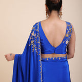 Blue Embroidered Sleeveless Blouse