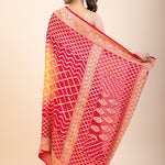 Red & Yellow Khaddi Georgette Bandhani Banarasi Saree - Anvi Couture