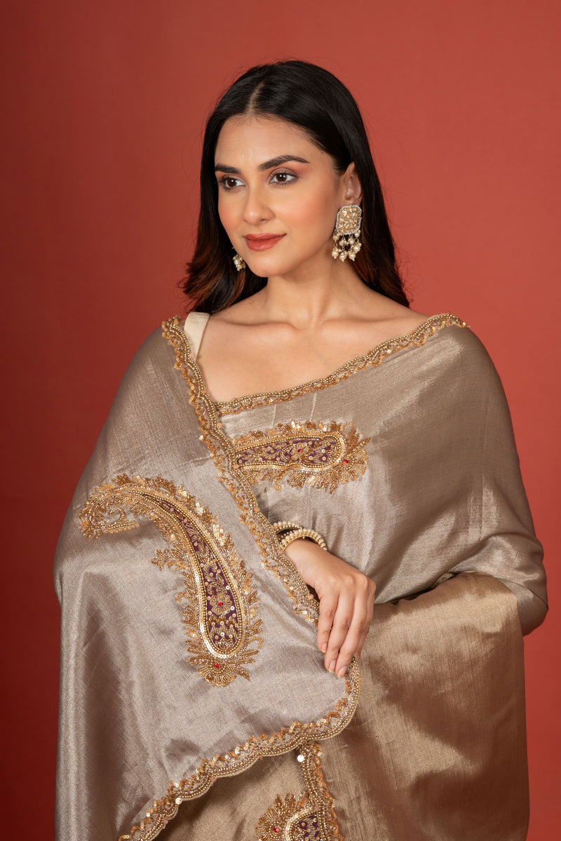 Hand-Embroidered Saree
