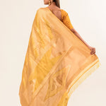 Yellow Handwoven Pure Silk Saree - Anvi Couture