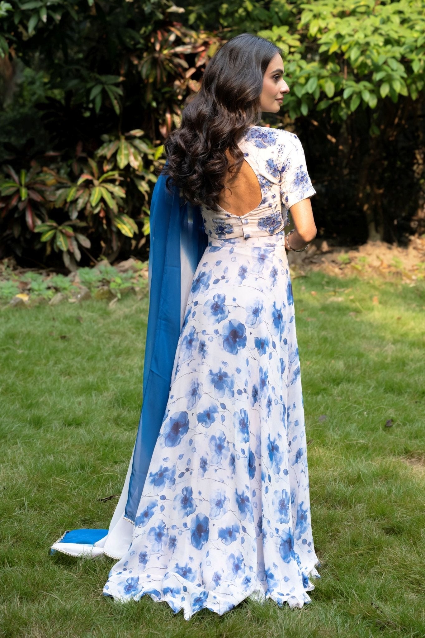 Pure White Blossom Hand - Embroidered Lehenga - Anvi Couture