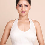 White Cotton Halter Neck Blouse full