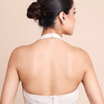 White Cotton Halter Neck Blouse back 