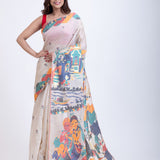 White Cotton Jamdani Handloom Saree Full
