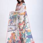 White Cotton Jamdani Handloom Saree Front