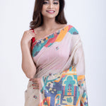 White Cotton Jamdani Handloom Saree Cose Up