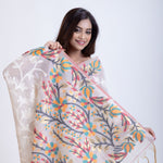 White Jacquard Multicolor Floral Weave Handloom Jamdani  Front
