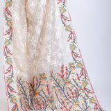 White Jacquard Multicolor Floral Weave Handloom Jamdani  Back
