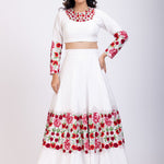 White Lehenga with Embroidered Floral designs Full