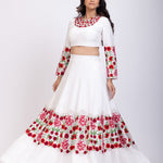 White Lehenga with Embroidered Floral designs Front