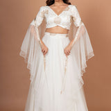 White Ruffle lehenga Set in Pure Organza Full
