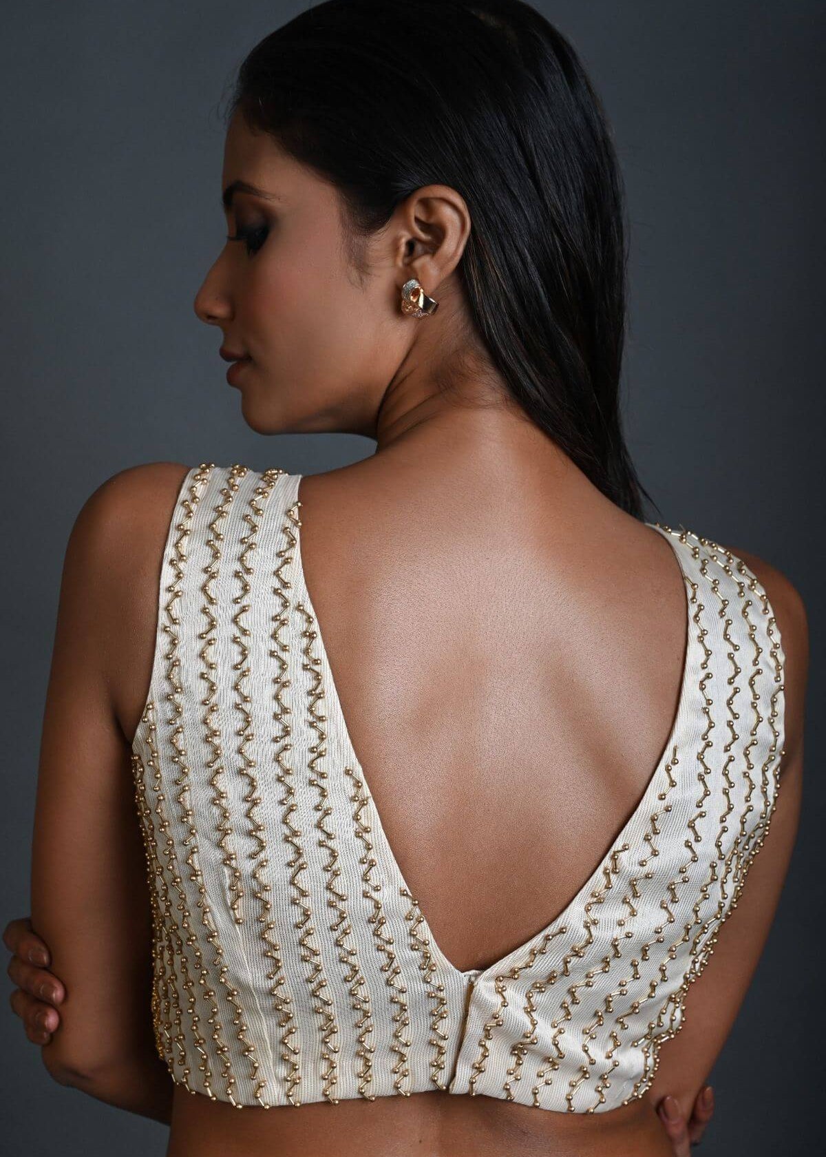 White Silk Blouse with Hand Embroidery