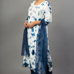 White and Blue Embroidered Kurti Set With Dupatta - Anvi Couture