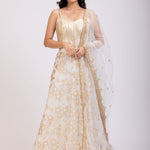 White and Golden Corset Lehenga Set With Sequin Embellished Work full