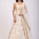 White and Golden Corset Lehenga Set With Sequin Embellished Work front
