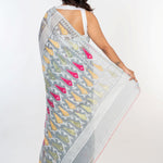White and Grey Jamdani Handloom & Saree - Anvi Couture