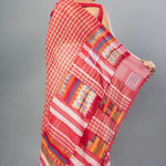 White and Red Pure Cotton Gamcha Saree - Anvi Couture