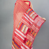 White and Red Pure Cotton Gamcha Saree - Anvi Couture