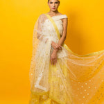 Yellow Floral Embroidery Lehenga Set in Fusion Style - Anvi Couture