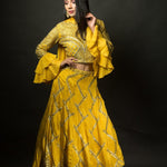 Yellow Lehenga Choli with Cut Dana Embroidery Work - Anvi Couture