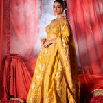 Yellow Banarasi Lehenga Set side profile