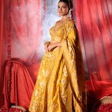 Yellow Banarasi Lehenga Set side profile