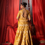Yellow Banarasi Lehenga Set back