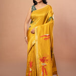 Yellow Banarasi Silk Saree with Abstract Zari Woven Full
