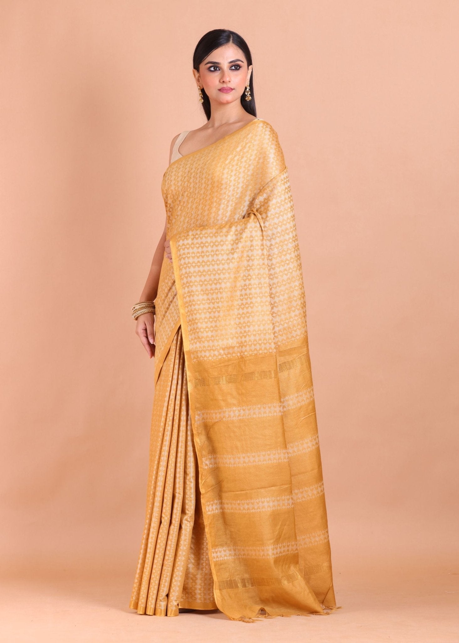 Yellow Chanderi Silk Saree - Anvi Couture