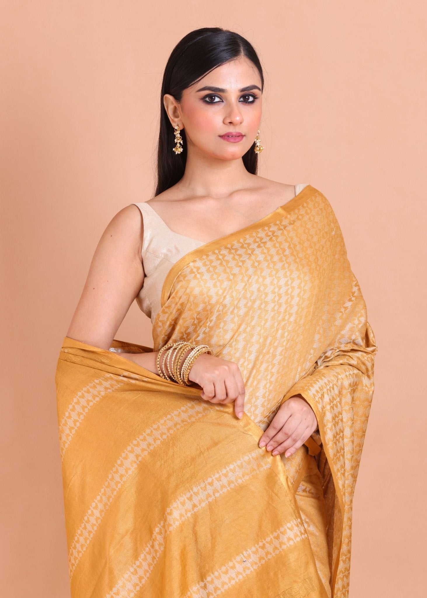 Yellow Chanderi Silk Saree - Anvi Couture