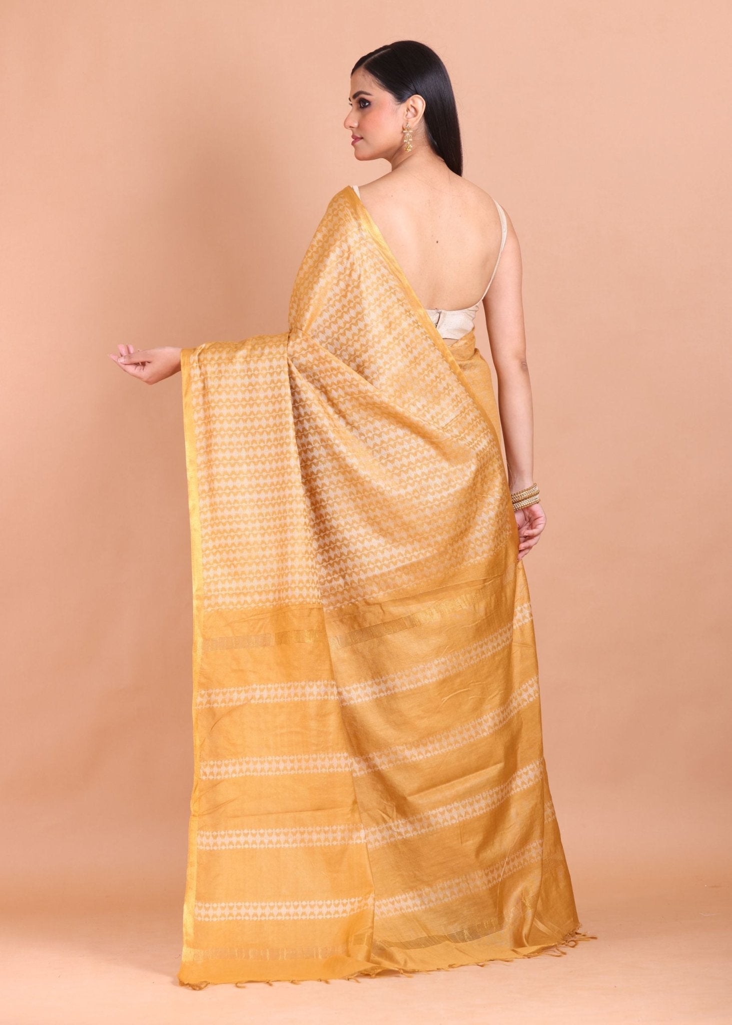 Yellow Chanderi Silk Saree - Anvi Couture