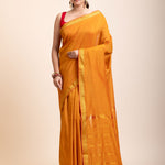 Yellow Cotton Handloom Saree with Golden Border
front