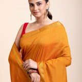 Yellow Cotton Handloom Saree with Golden Border
close