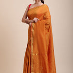 Yellow Cotton Handloom Saree with Golden Border Full