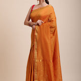 Yellow Cotton Handloom Saree with Golden Border Full