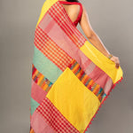 Yellow Cotton Saree with Red Multicolor Gamcha Checks - Anvi Couture