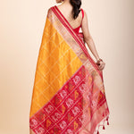 Yellow Gharchola Silk Saree With Red Border
back
