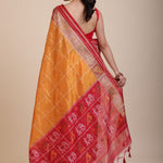 Yellow Gharchola Silk Saree With Red Border Back
