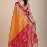 Yellow Gharchola Silk Saree With Red Border Back
