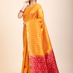 Yellow Gharchola Silk Saree With Red Pallu
side