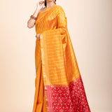 Yellow Gharchola Silk Saree With Red Pallu
side