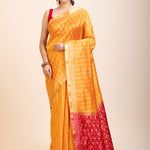 Yellow Gharchola Silk Saree With Red Pallu
front