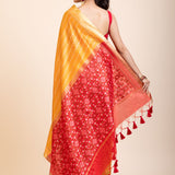 Yellow Gharchola Silk Saree With Red Pallu
 back