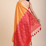 Yellow Gharchola Silk Saree With Red Pallu back