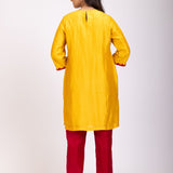 Yellow & Maroon Straight Kurti Set - Anvi Couture